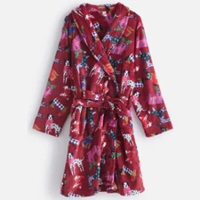 NWT Vera Bradley Plush Fleece Robe Holiday Hounds Lg/XLg Super Soft Cozy Cute!