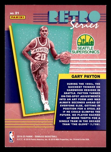 2019-20 Panini Donruss Gary Payton serie retro #21 - Imagen 2 de 2