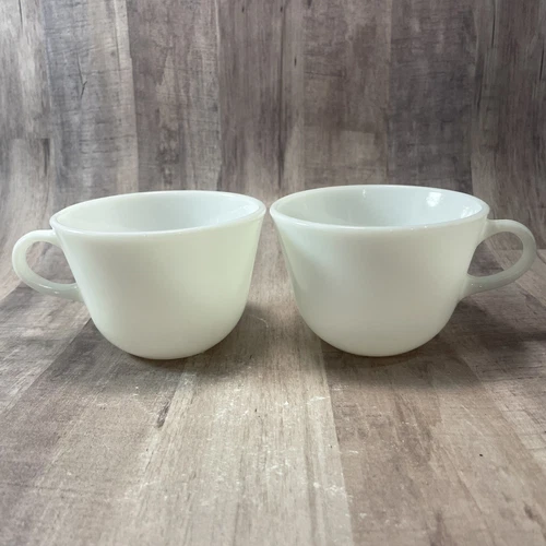 Vintage PYREX Corning USA White Milk Glass Coffee Cups Set Of 2