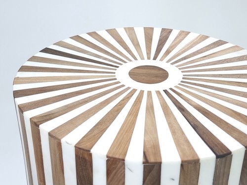 ATEMBERAUBENDER HANDGEFERTIGTER runder gestreifter Tisch 20" - einzigartiger Couchtisch - Bild 7 von 11