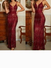 Burgundy Sequined Formal Gown