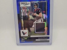 2022 Optic Davis Mills Donruss Threads Blue Hyper Patch SP Texans *GAME WORN*