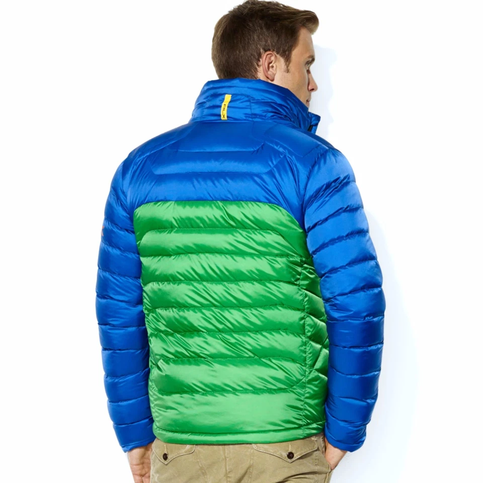 Abrigo Chaqueta acolchada Polo Ralph Lauren Para Hombres RLX Azul Verde Color Bloque Talla M Foto 3 de 3