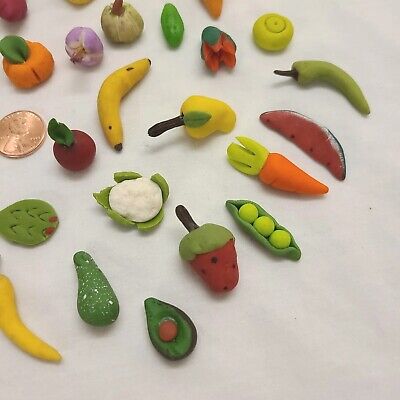 25 Mini Fruits & Vegetables handmade Mexican American Southwest dollhouse  props