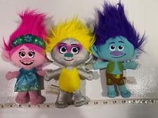 Trolls World Tour 9" Yellow Pink Blue Plush Stuffed DreamWorks lot of 3