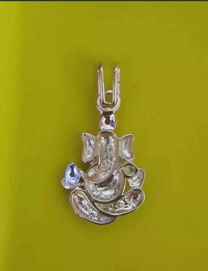 0.75Ct Round Cut Red Ruby & Diamond Ganesha Pendent 14K Yellow Gold Finish 16'' - Image 3 of 3