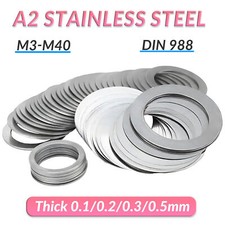 DIN 988 Shim Washers A2 304 Stainless Steel Flat Shims Thick 0.1/0.2/0.3/0.5mm