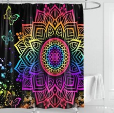 Bohemian Style Multicolor Rainbow Floral Shower Curtain