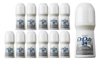Avon ON DUTY 24 Hours Unscented Roll-on Deodorant 2.6 fl.oz LOT of 12 FREE SHIPP