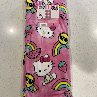HELLO KITTY Pink Summer Tie Dye Rainbow Silk Touch Throw Blanket 50 x 70 NWT