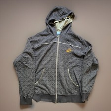Men's Vintage Y2K Nike Brown Graphic Print Zip Up Hoodie Sweatshirt Sz L