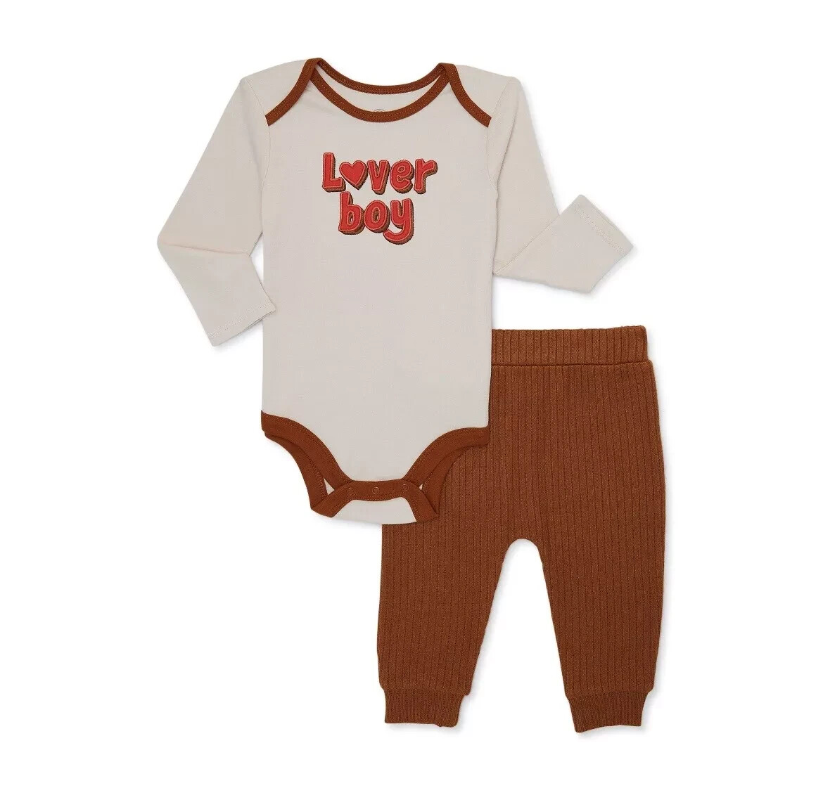 Wonder Nation Baby Boy Valentine's Day Creeper Set-Caramel Cafe-12