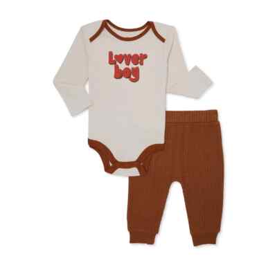 Wonder Nation Baby Boy Valentine's Day Creeper Set-Caramel Cafe-12  Months-NWT