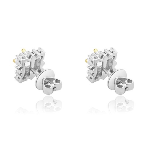 18 Karat White Gold Diamond Cluster Stud Earrings - Picture 2 of 4