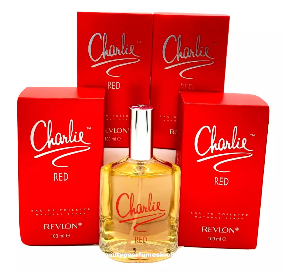 Lot of 4 Ps Revlon Charlie Red 3.4 oz EDT Spray Perfume for Women New in box
