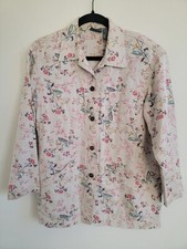 Lizwear Women Petite Ps 90s Persian Floral Linen Cotton Chore Jacket Coat