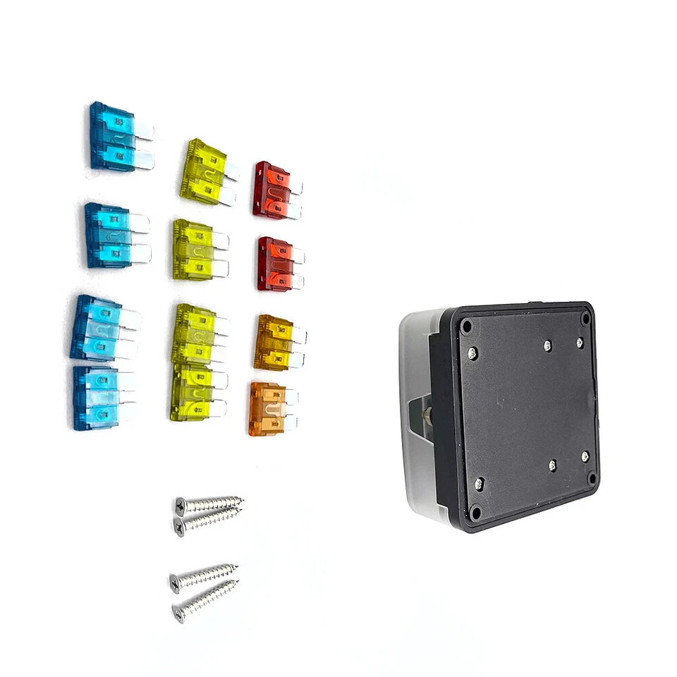 6 Way Car Boat Power Distribution Panel Board Blade Fuse Box Block Holder 12-24V - Image 4 of 4
