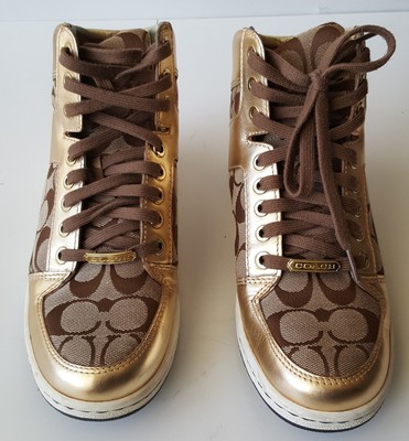 coach gold tennis shoes