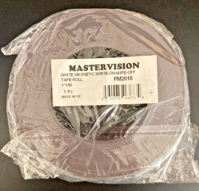 Mastervision FM2018 White Magnetic Write-On Wipe-Off Tape 1 x50  roll NEW IN PKG