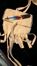 Medicine bag pastel beaded fringe small