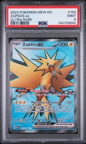 Pokemon 151 English - ZAPDOS EX - ULTRA RARE - 192/165 - PSA 9