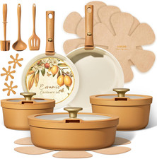 Ceramic Cookware Set With Detachable Handles Pots And Pans Set Non Stick 20 Pcs
