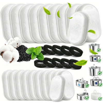 32pcs Pet Cat Water Fountain Filters Replacement for 67/108/135oz Replacement