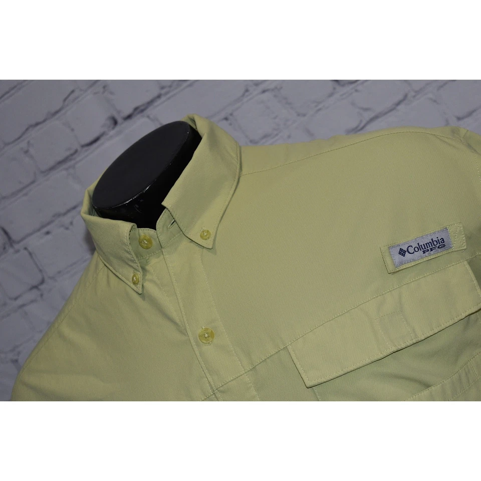 Camisa Columbia PFG Performance Equipo de Pesca Para Hombres Grande Poliéster Verde Amarillento Foto 2 de 4