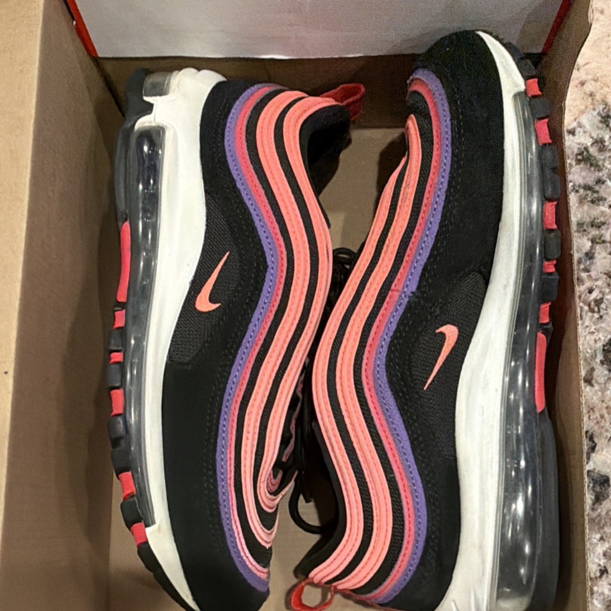 Nike Air Max 97’ Sunset Mens 11 Black, Bright Mango & SIREN Nike Air Max 97 Sunset 11 (44) Like new | Mercari main image 3