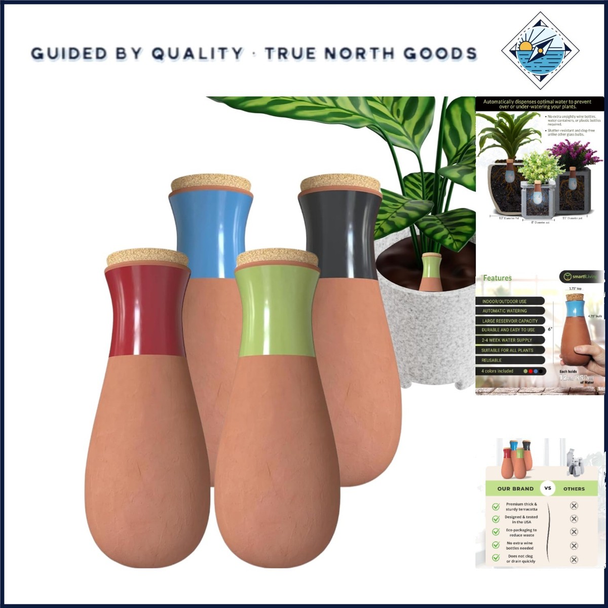 plants self watering EZ Self-Watering Home Planter, Cream White / 2 Pack