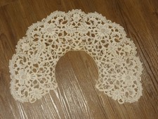 ANTIQUE LACE COLLAR HANDMADE 6" WIDE CREAM COLOR