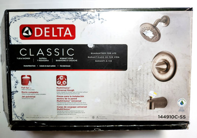Delta Classic Brushed Nickel Stainless 1 Handle Bathtub Shower Faucet 144910C-SS