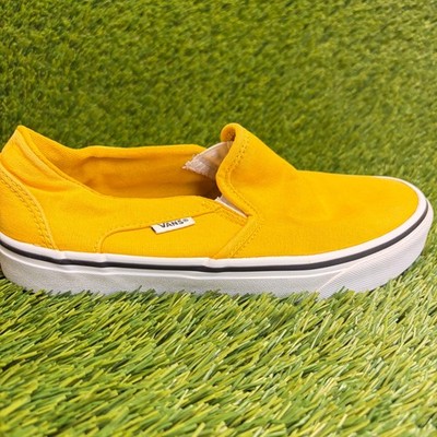 Vans Asher Womens Size 6.5 Yellow White Athletic Skate Slip-On Shoes Sneakers