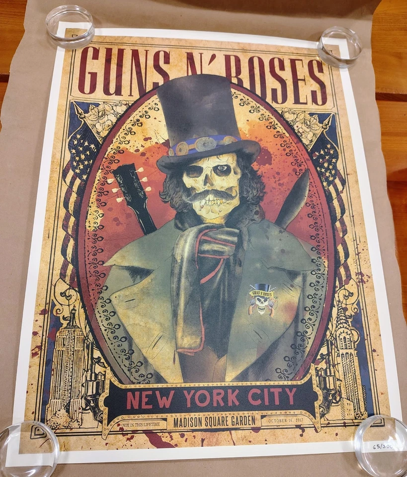 Guns N Roses - Litografía/Póster de gira rara - MSG NYC - 16 de octubre de 2017 - Slash Foto 3 de 4