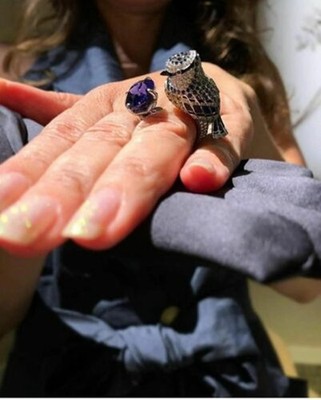 Sparrow Bird Inspired Open Gap Ring 925 Silver Multi Color Round CZ Ring