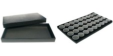 Black Jewelry Case Removable Magnetic Lid w/ Black Foam 36 Gem Jar Insert