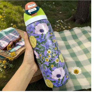 Owala 32oz Red Green Purple Floral FreeSip Water Bottle Sports New
