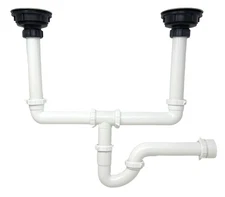 1 1/2" All-In-One-Drain Kit for Double Bowl Kitchen Sinks- P Trap- Hard Tube