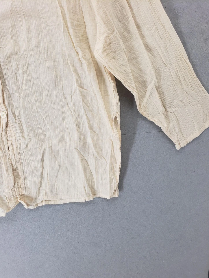 Elements Shirt Womens Large Beige Button Up Crinkle Cotton Lightweight Blouse - Image 4 of 4