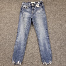 Vervet Blue Ankle Jeans Womens 26x25 Mid Rise Stretch Raw Chew Hem