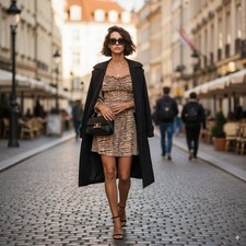 Faithfull The Brand Animal Print Ira Mini Dress Size L Casual Chic Vacation NWT