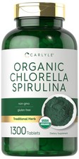 Carlyle Organic Chlorella Spirulina Tablets  1300 1300 Count Pack of 1 