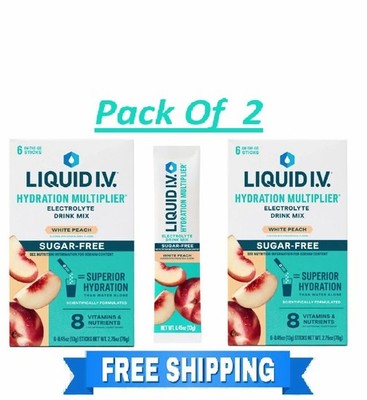 Liquid I.V. Hydration Multiplier Electrolyte Drink Mix White Peach 12 packets