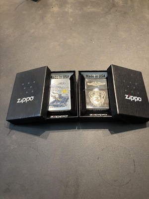 Rare ZIPPO Cigar Lighter USS Constellation Lighter Set of 2 Silver United States