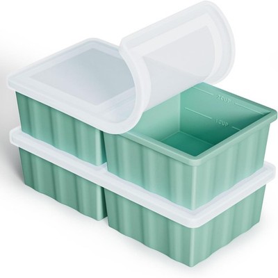 Silicone Freezer Tray for Soup Ice Cubes: Freezing Tray with Lid for Meal Prep -