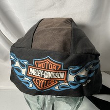 Vintage 1991 Harley-Davidson Motorcycle Do-Rag Bandana Head Wrap Black Flames