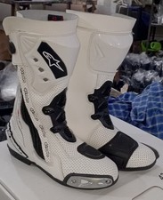 Men’s Racing Motorcycle Boots White Leather Protective Sport Riding Boots