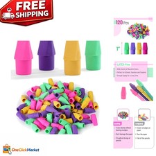Vibrant 120 Pack Pencil Top Erasers - Latex-Free No-Smudge for Perfect Writing