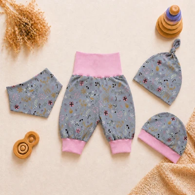 Rentier Pumphose, Dreieckstuch, Knotenmütze, Beanie für Baby und Kleinkind - Bild 1 von 4