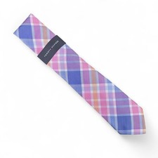Tommy Hilfiger Men's Festive Plaid Tie Necktie Classic 3" Silk Blend Pink